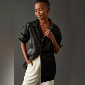 Favorite Daughter Anthropologie Jacket Shacket Womens Small Black Faux Leather